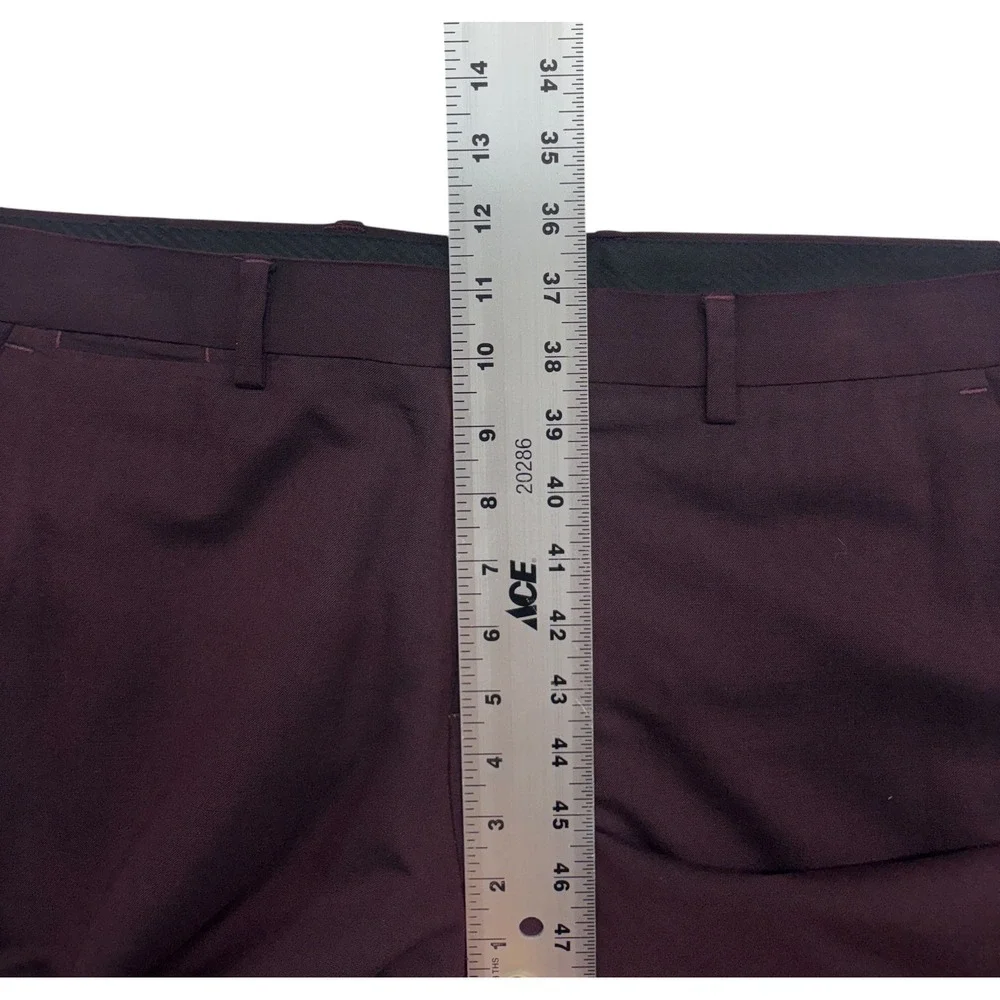 Express 40R 33x30 Eggplant 2pc Pant Suit Stretch Slim Wool Blend Flat Front